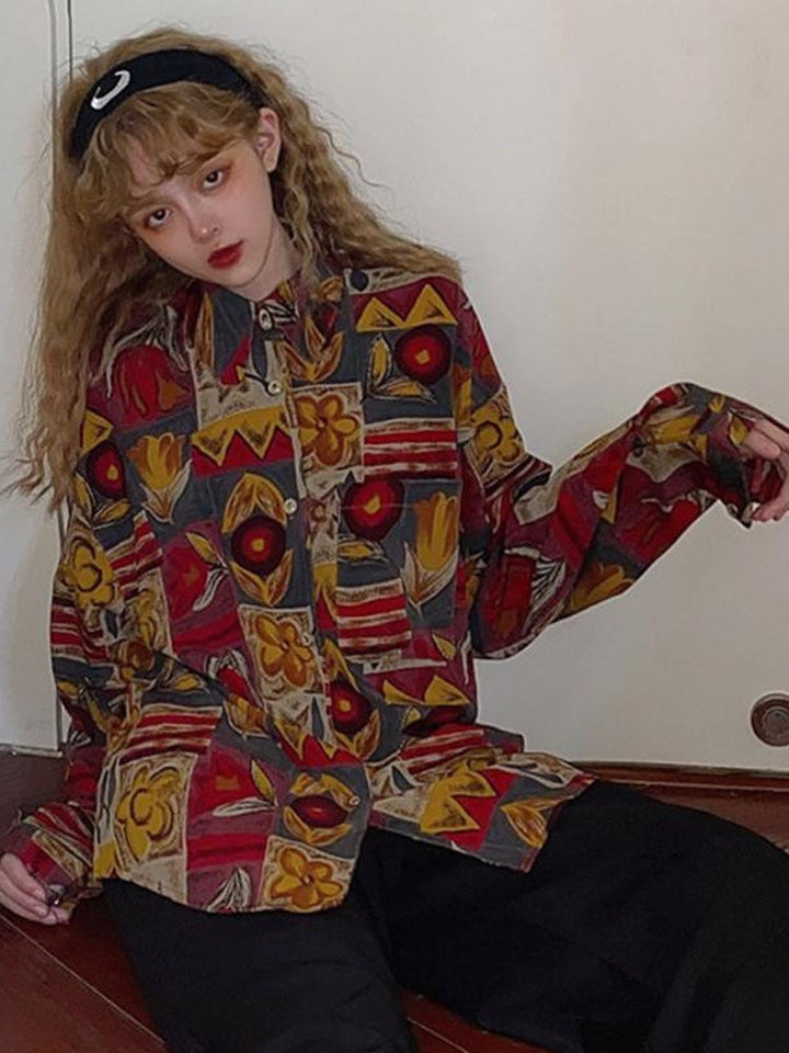 90s Style Blouse With Floral Vintage Pattern