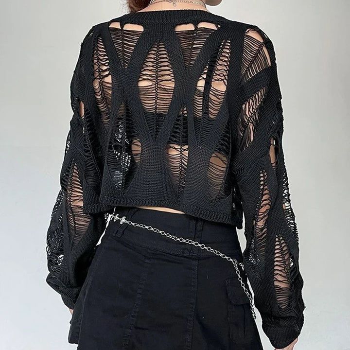 Knitted Ripped Batwing Top