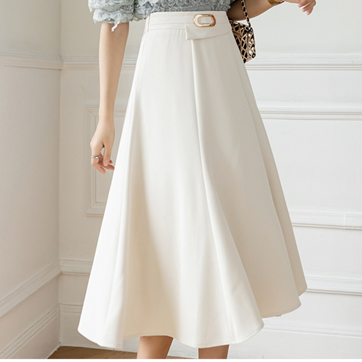 Midi Skirt With A-Line Cut And Pleats