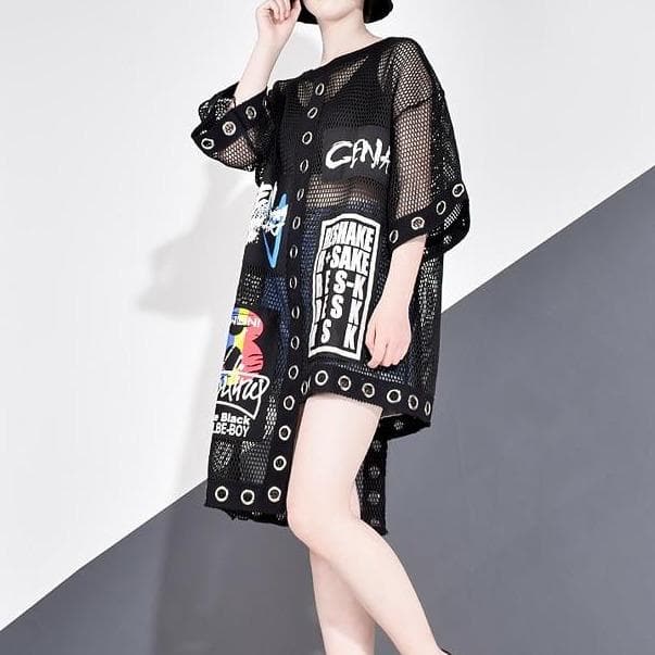 Oversized Net Shirt/Dress - Asian Fashion Lianox
