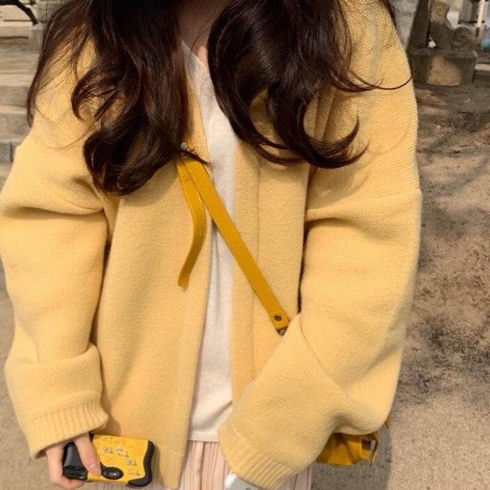 Knitted Cardigan - Yellow