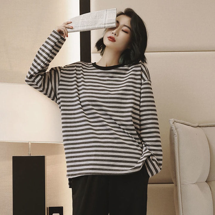 Striped Sweater With O-Neck