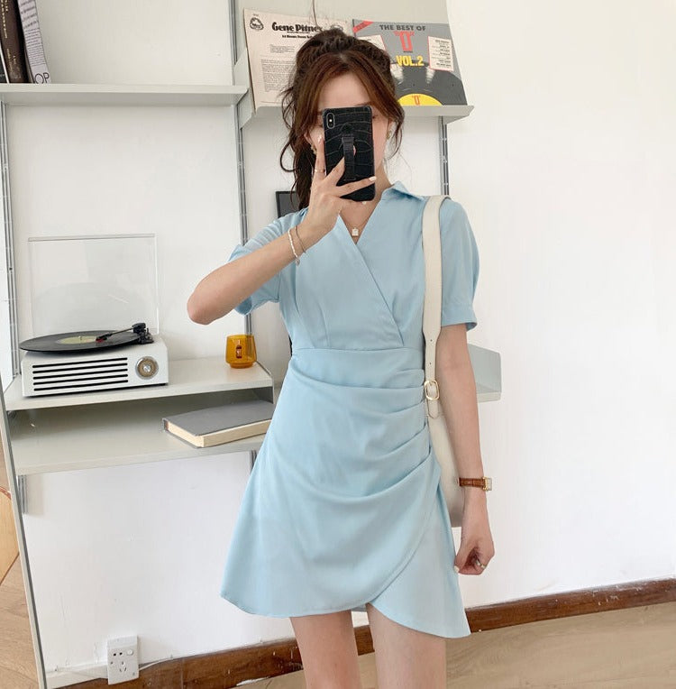 Shortsleeved Mini Dress With V-Neck