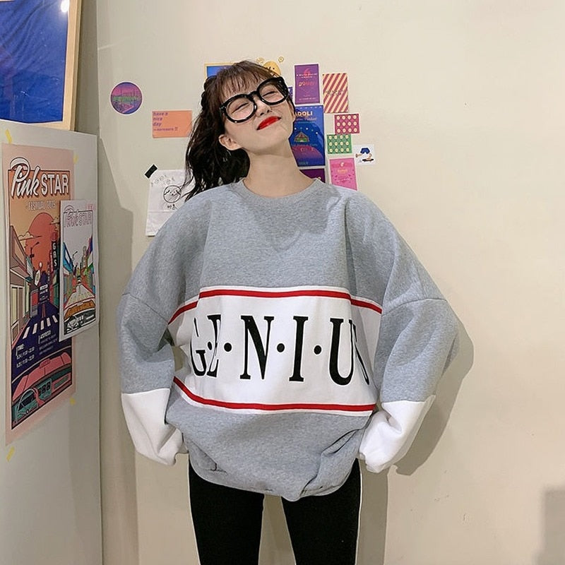 "GENIUS" Oversized Longsleeve Shirt With Accent Sleeves