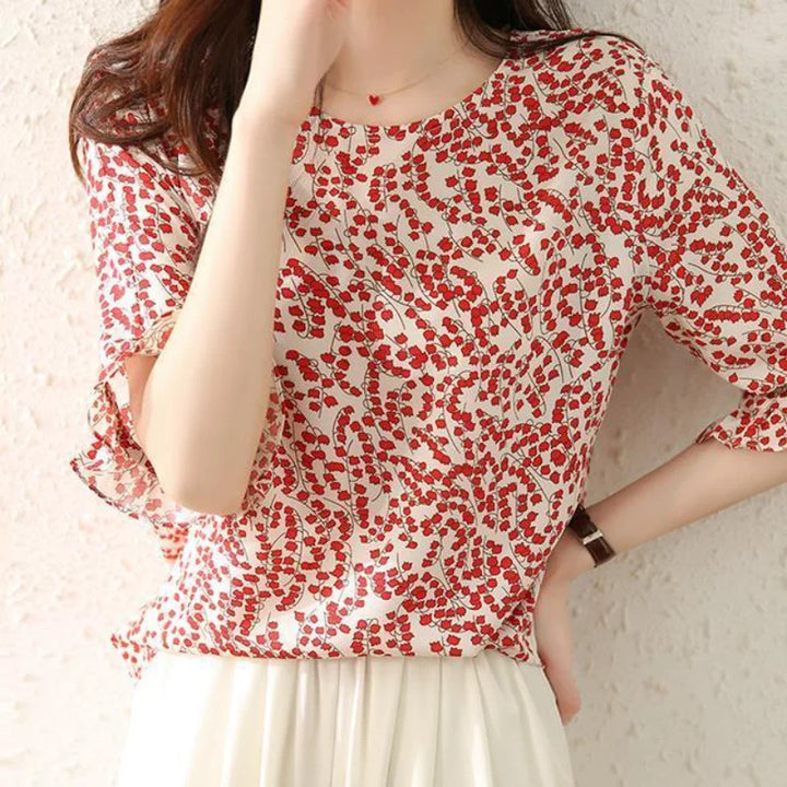 Chic Flower-Patterned Blouse