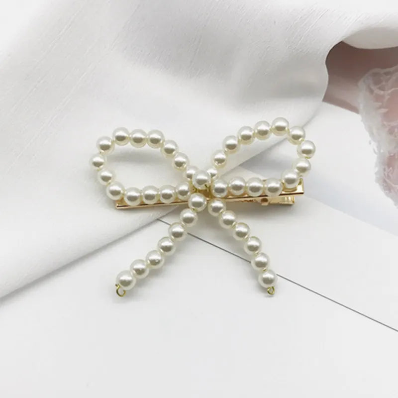 Pearl Bow Shape Hair Clip