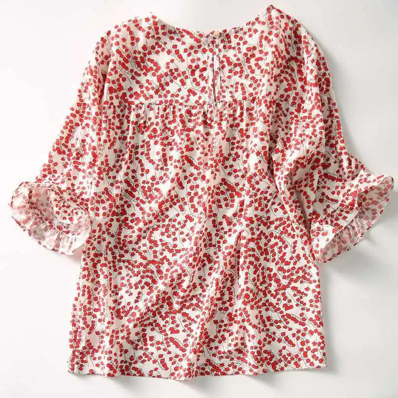 Chic Flower-Patterned Blouse