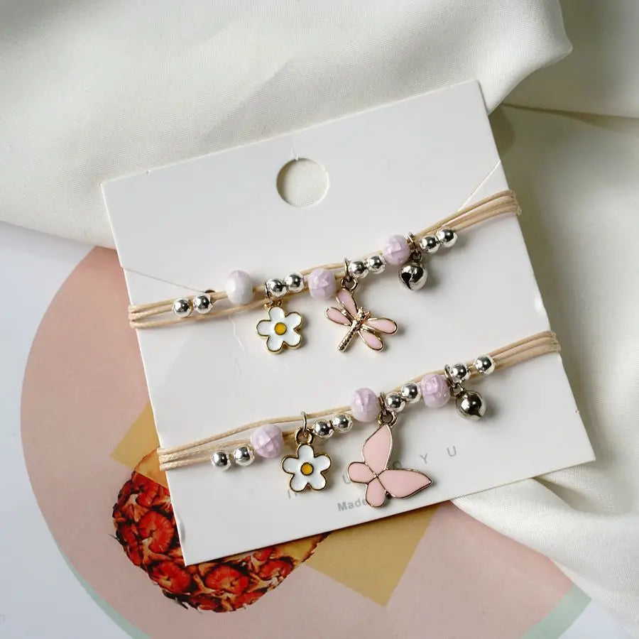 Cute Butterfly Dragonfly Flower Charm Bracelet