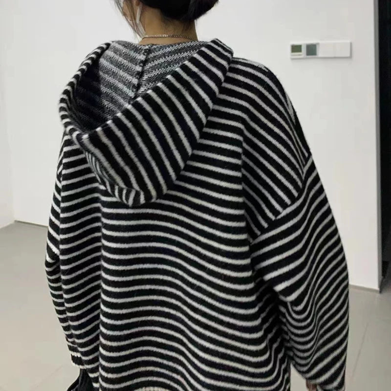 Striped Zip-Up Jacket With Hood