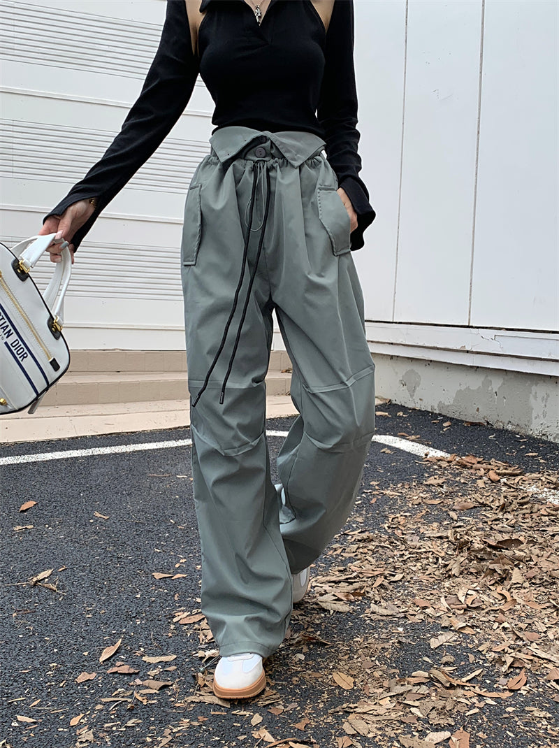 Wide Cargo Pants With Waist Detail