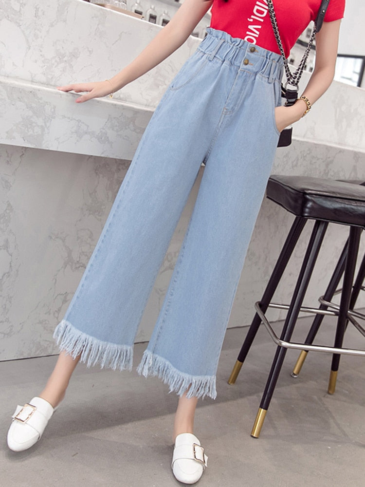 Wide-Leg Pants With Elastic Waist And Tassels (S to 5XL!)
