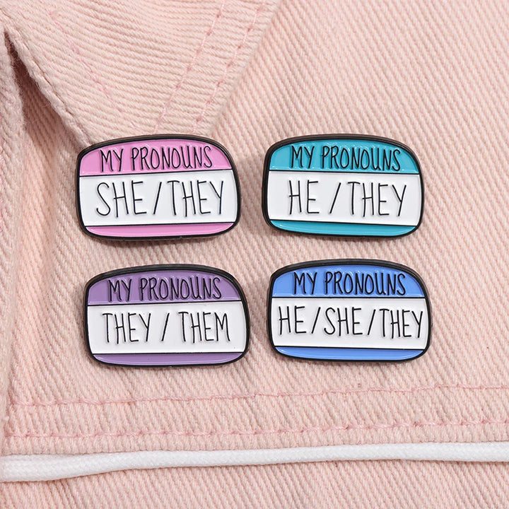 'My Pronouns: SHE/THEY, HE/THEY, THEY/THEM, HE/SHE/THEY' Pins