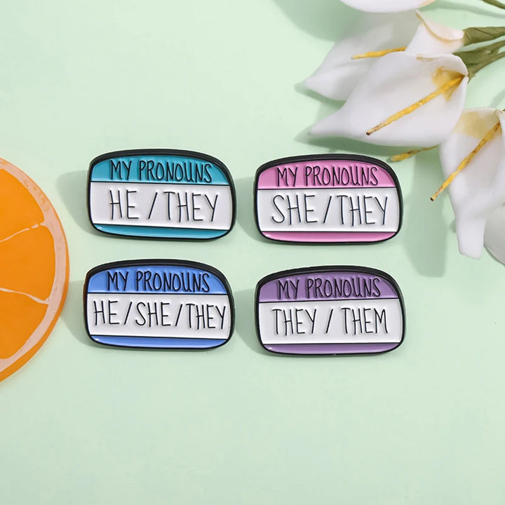 'My Pronouns: SHE/THEY, HE/THEY, THEY/THEM, HE/SHE/THEY' Pins