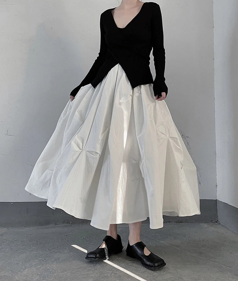 Gothic-Style Pleated Midi-Skirt