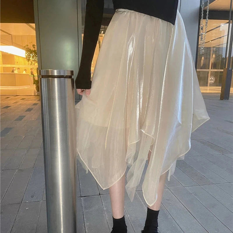 Irregular Tulle & Mesh Skirt