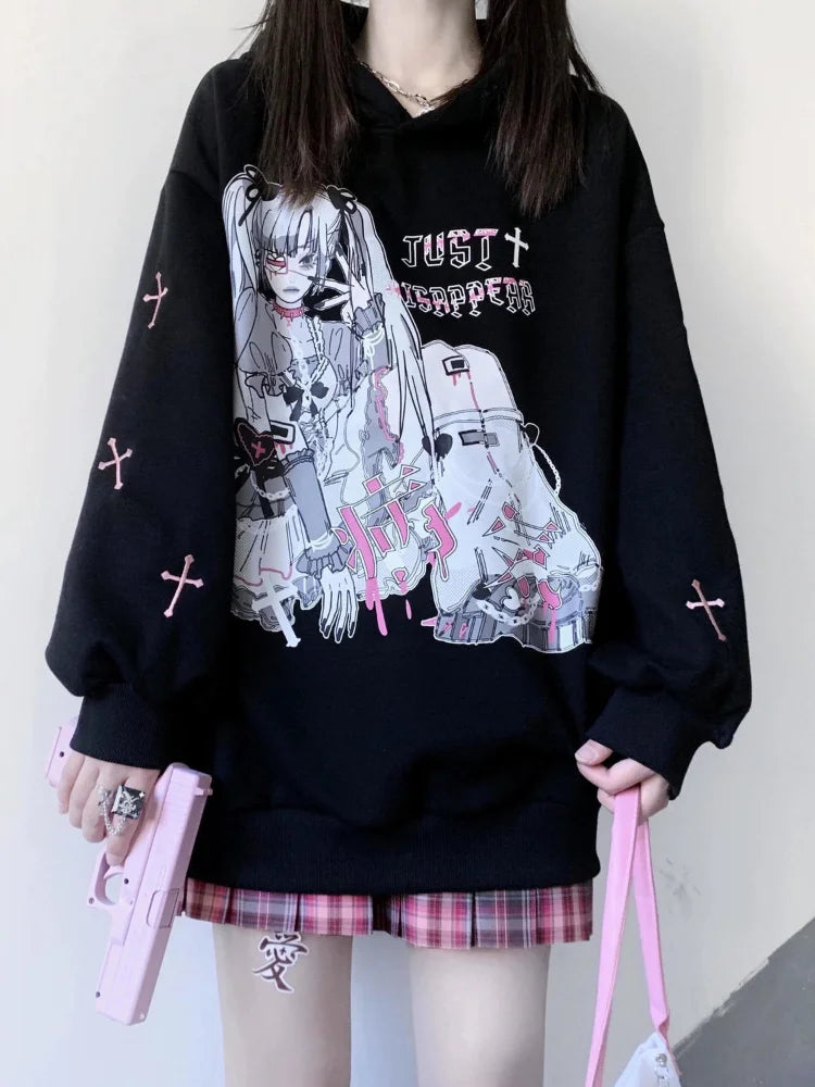 Oversized Hoodie With Unique Anime Print