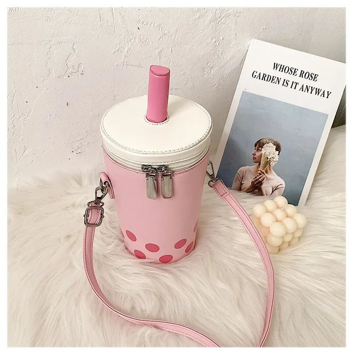 Cute Bubble Boba Tea Cross Body Bucket Bag