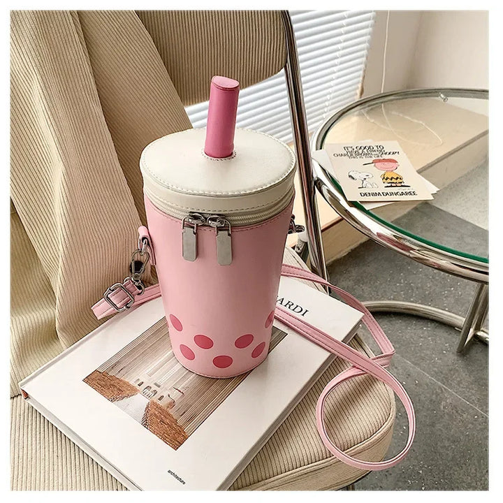 Cute Bubble Boba Tea Cross Body Bucket Bag