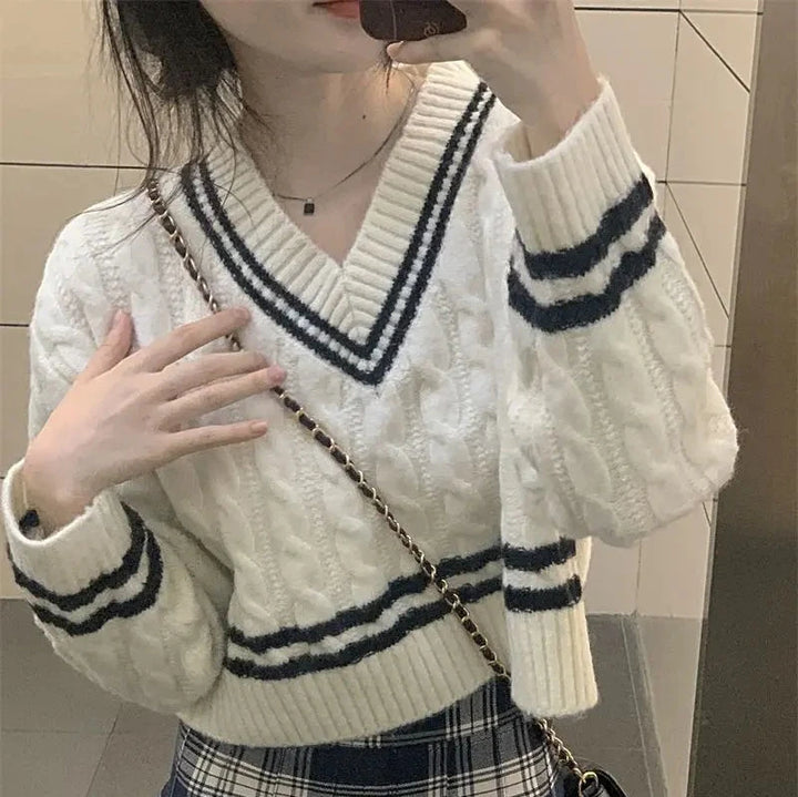 Knit Sweater WIth V-Neck