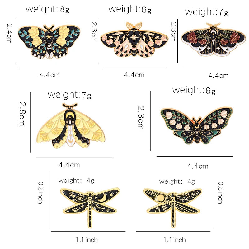 Moth/Butterfly/Dragonfly Badge Pins