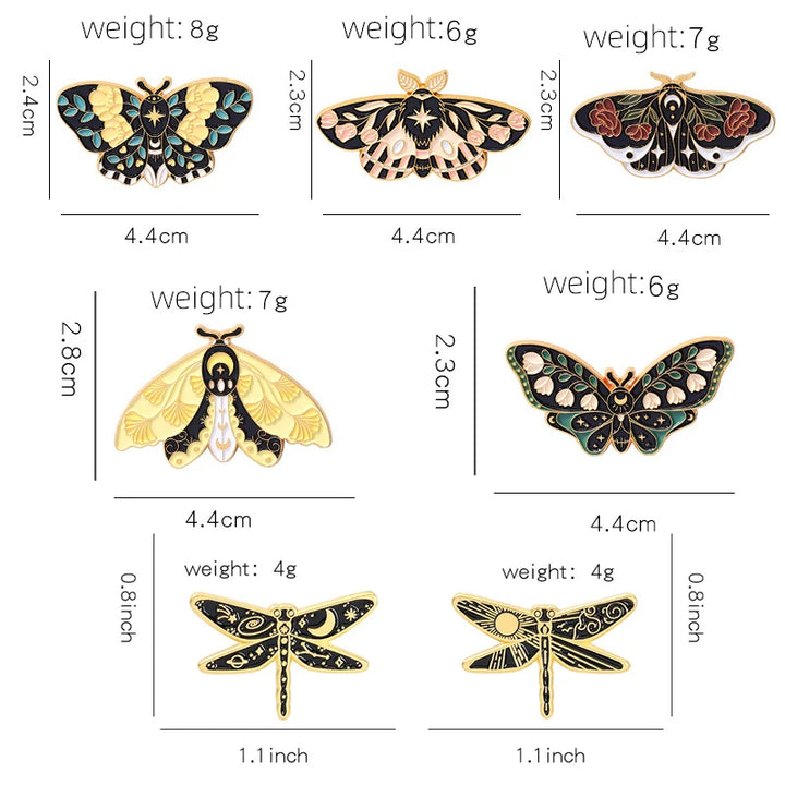 Moth/Butterfly/Dragonfly Badge Pins