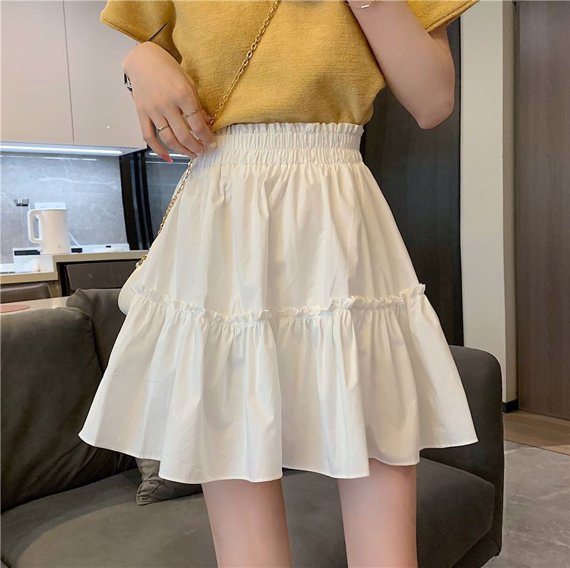 Preppy Style A-Line Skirt With Ruffle Details