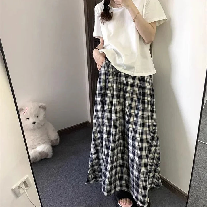 Ankle-Length Skirt With Plaid Pattern