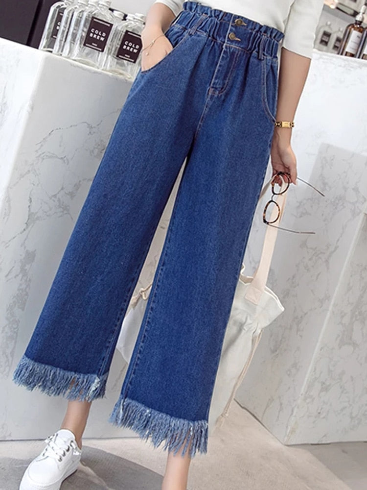 Wide-Leg Pants With Elastic Waist And Tassels (S to 5XL!)