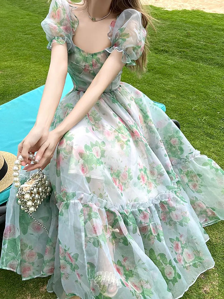 Fairy-Like Elegant Floral Midi Dress