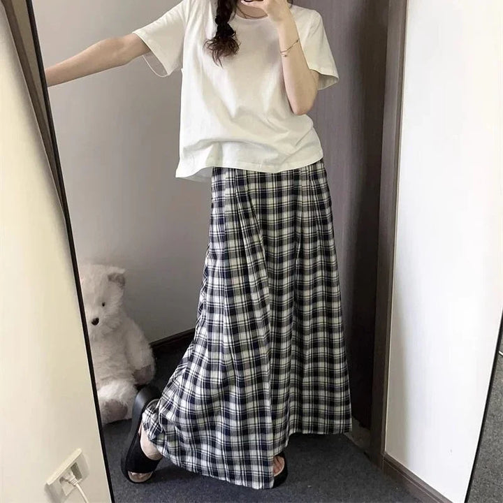 Ankle-Length Skirt With Plaid Pattern