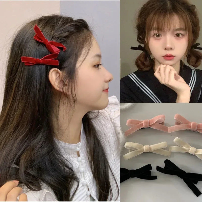 Velvet Bowknot Ribbon Hairpin (10 pcs)