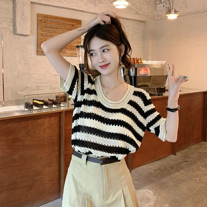 Striped Knit T Shirt