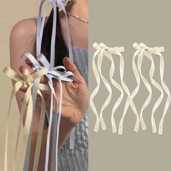 Long Ribbon Bow Hair Accessory 2 pcs