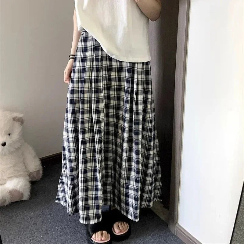 Ankle-Length Skirt With Plaid Pattern