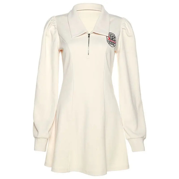 Polo Style Dress With Long Sleeves