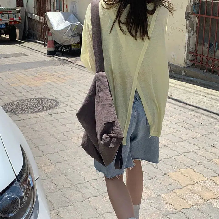 Cute Oversized T-Shirt With Cut Out Back