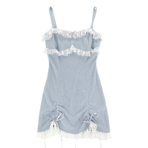 Two-Piece-Set: Kawaii Mini Dress with Lace + Longsleeved Topper Cardigan