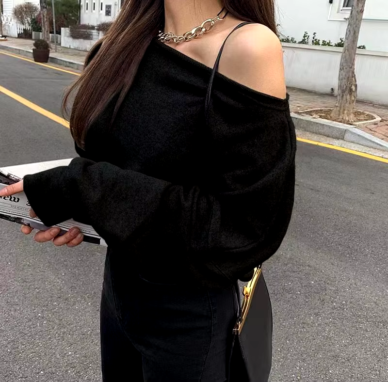 Oversized Sweater With Slash Neck