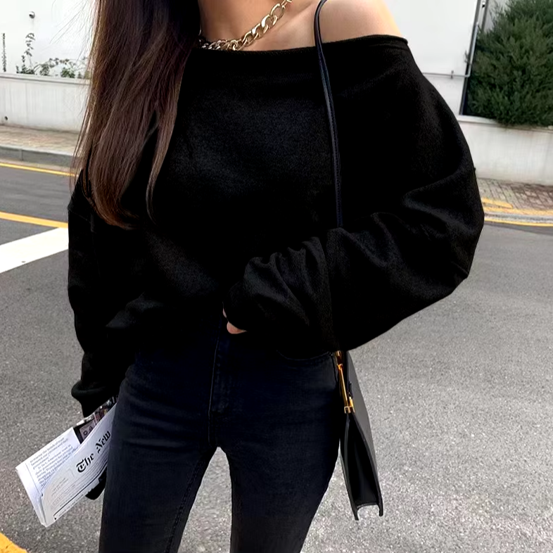 Oversized Sweater With Slash Neck