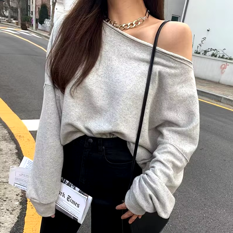 Oversized Sweater With Slash Neck