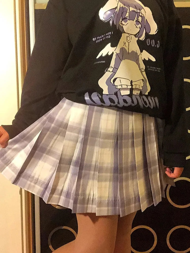 Oversized Sweatshirt With Kawaii Anime Print