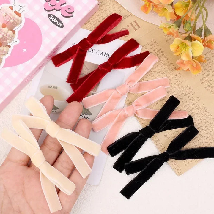 Velvet Bowknot Ribbon Hairpin (10 pcs)