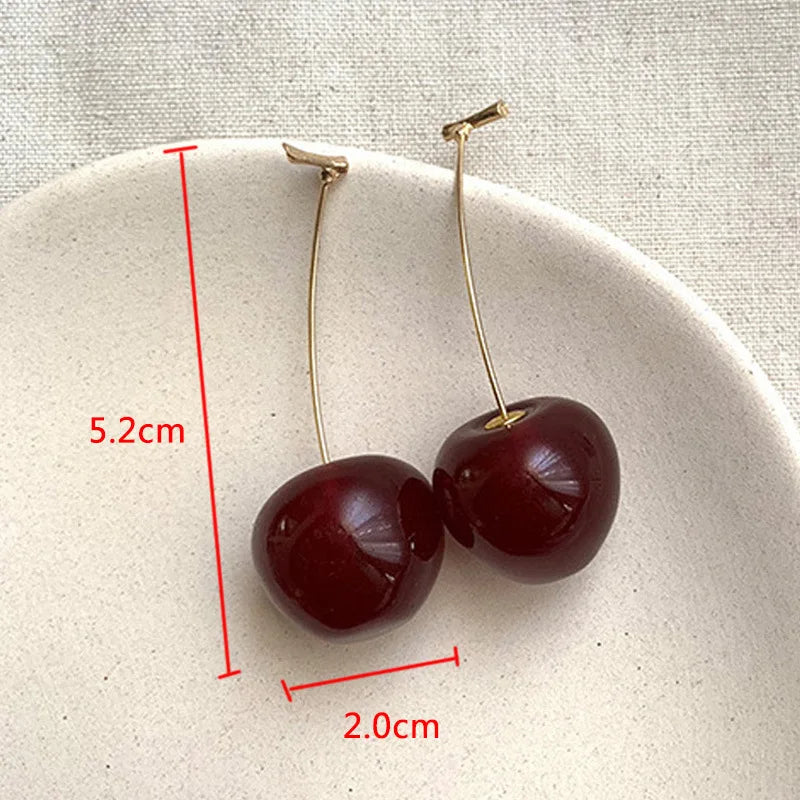 Cherry Fruit Shaped Drop Earrings