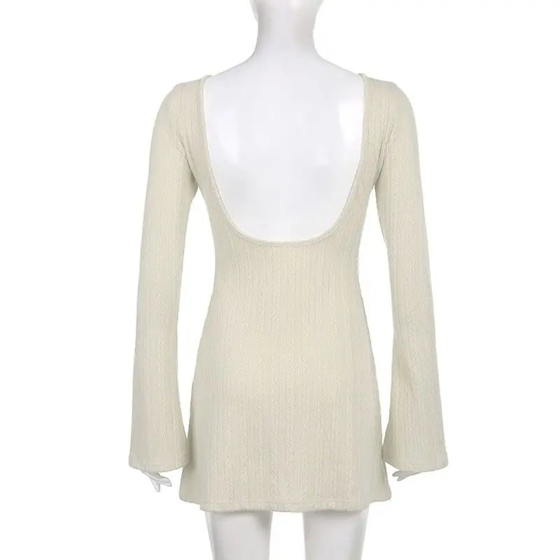 Knitted Backless Short Dress