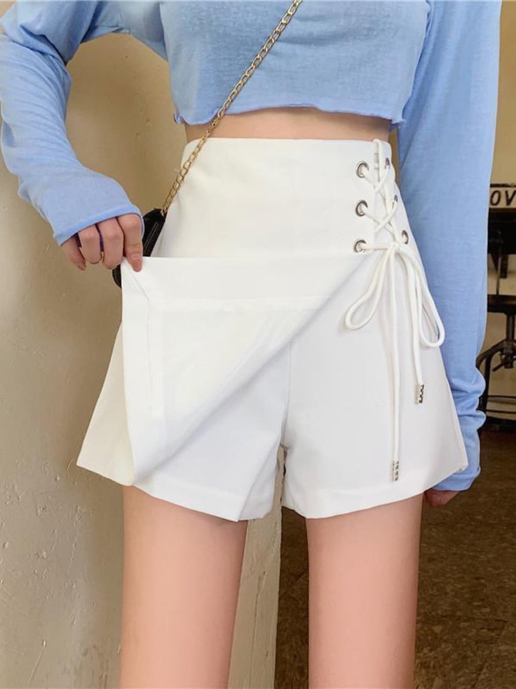Lace-Up Mini Skorts (Skirt x Shorts)