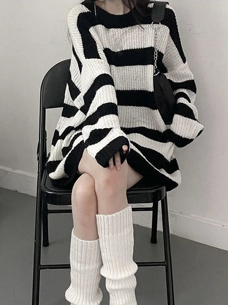 Knitted Striped Oversized Pullover