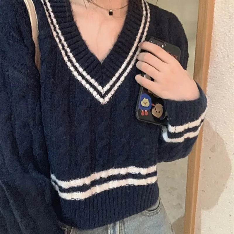 Knit Sweater WIth V-Neck