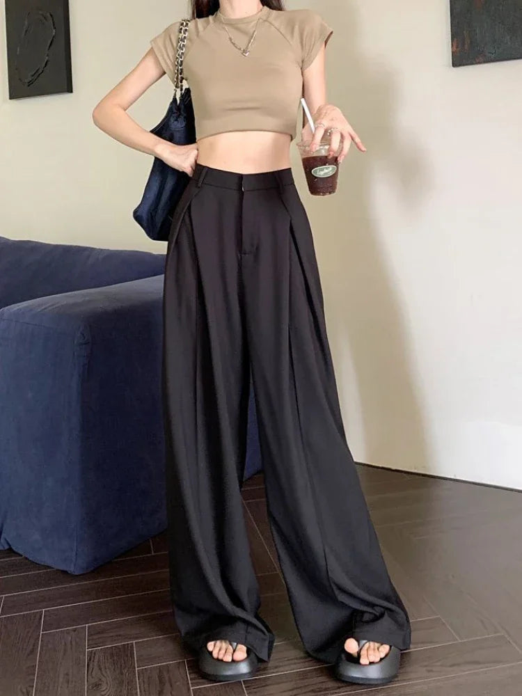 Wide-Leg Pants With High Waist And Pleats