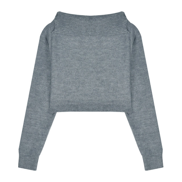 Moen Fall Outfits | Jersey Turtleneck Crop Top Sweater Skirt Outfit 2-Piece Set XL / Skyblue