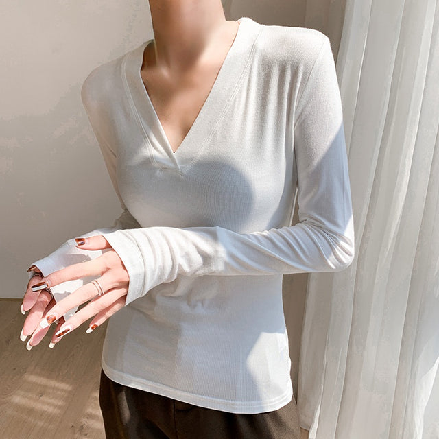 Sweater With Low V-Neck